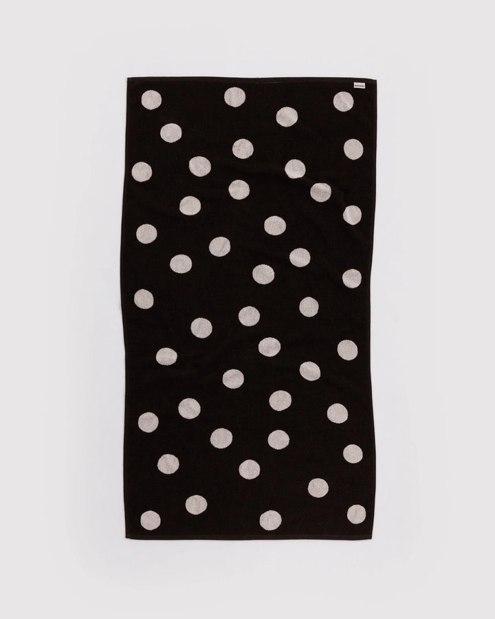 Bath Towel - Cream and Black Polka Dot