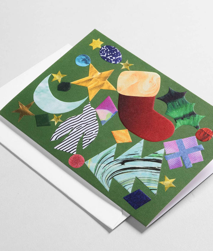 Abstract Christmas Embossed Holiday Greeting Card