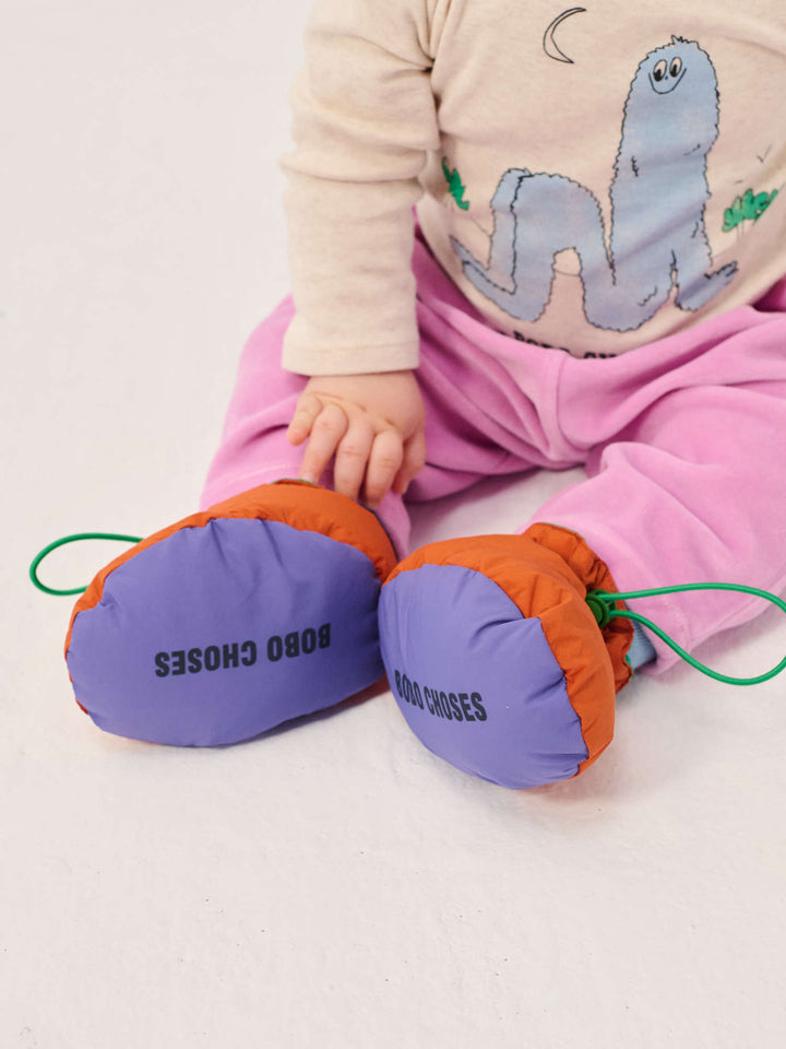 Padded Baby Booties - Red/Purple