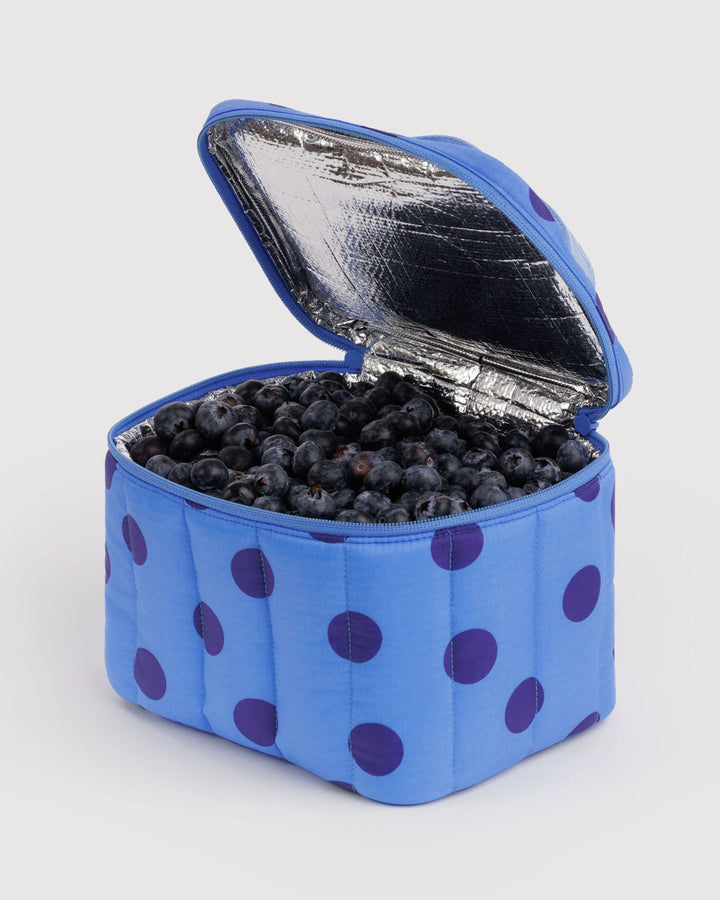 Puffy Lunch Bag - Blue Polka Dot