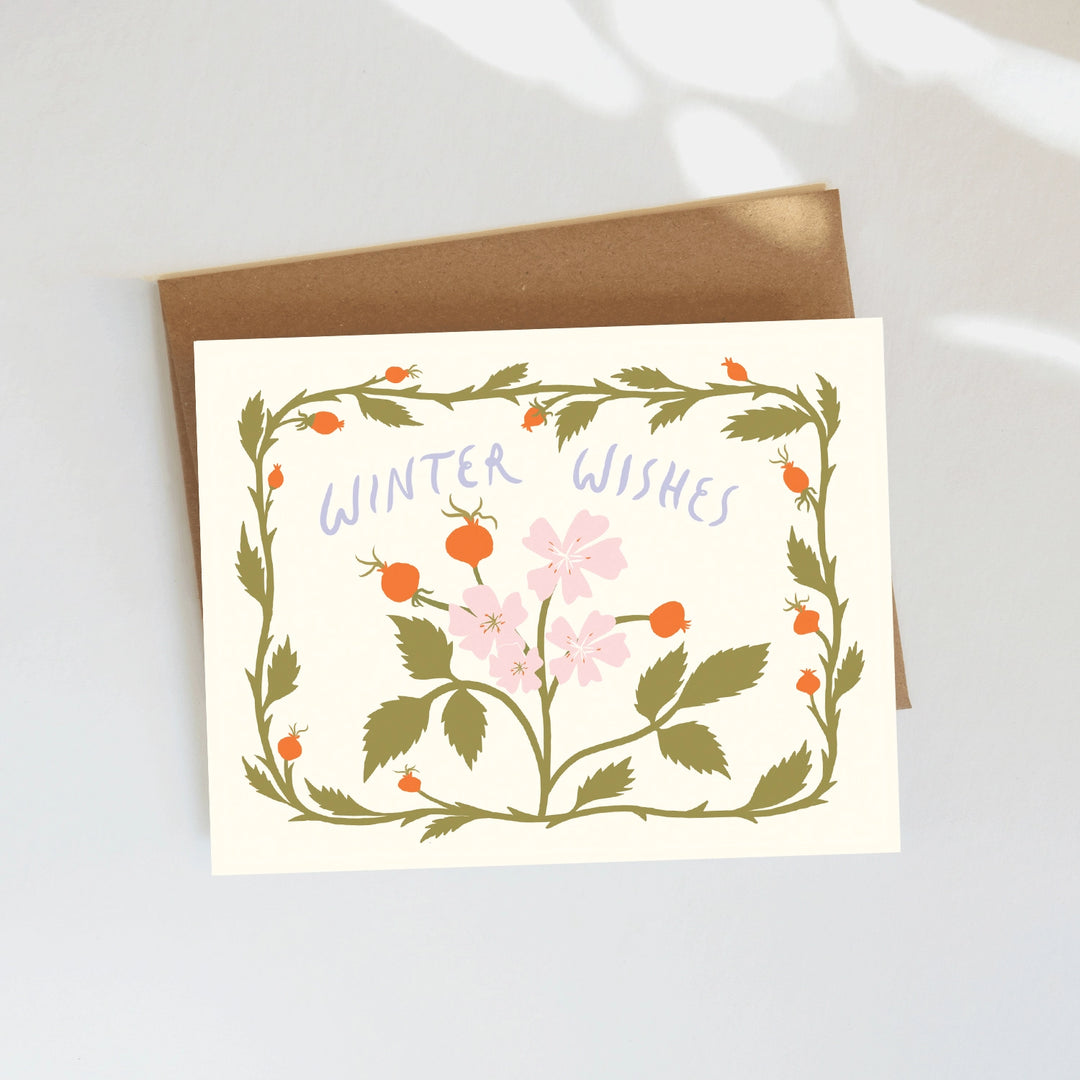 Rosehip Winter Wishes Greeting Card