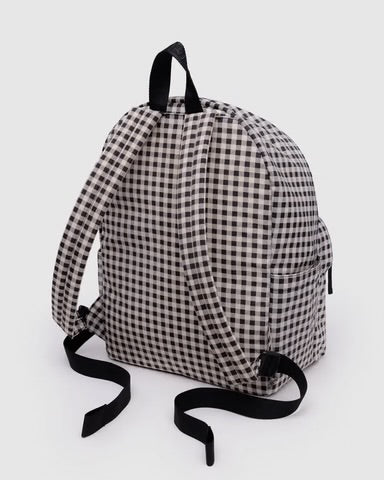 Large Nylon Backpack - Black & White Gingham