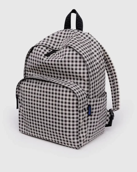 Large Nylon Backpack - Black & White Gingham
