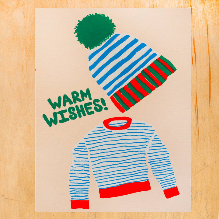 Warm Wishes Hat & Sweater Greeting Card