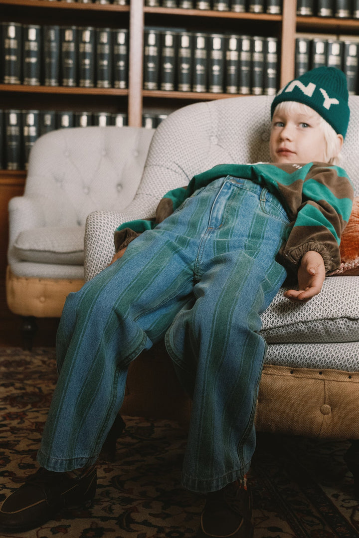 Retro Stripes Straight Denim Pant