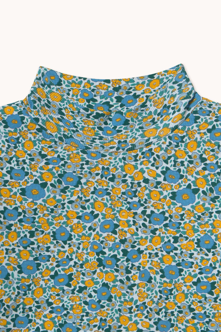 Flower Pattern Rib Mockneck