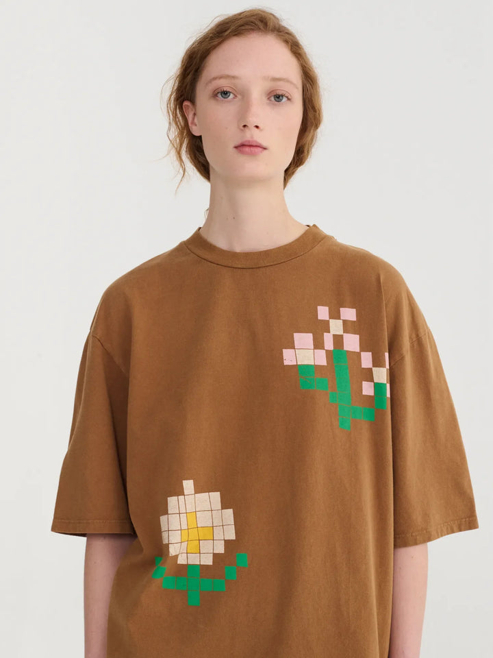 Pixel Flowers Oversize T-shirt