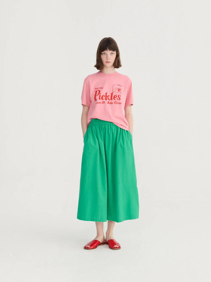 Green Cotton Evasé Skirt
