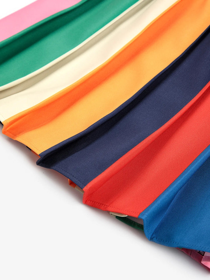 Color Block Pleated Skirt