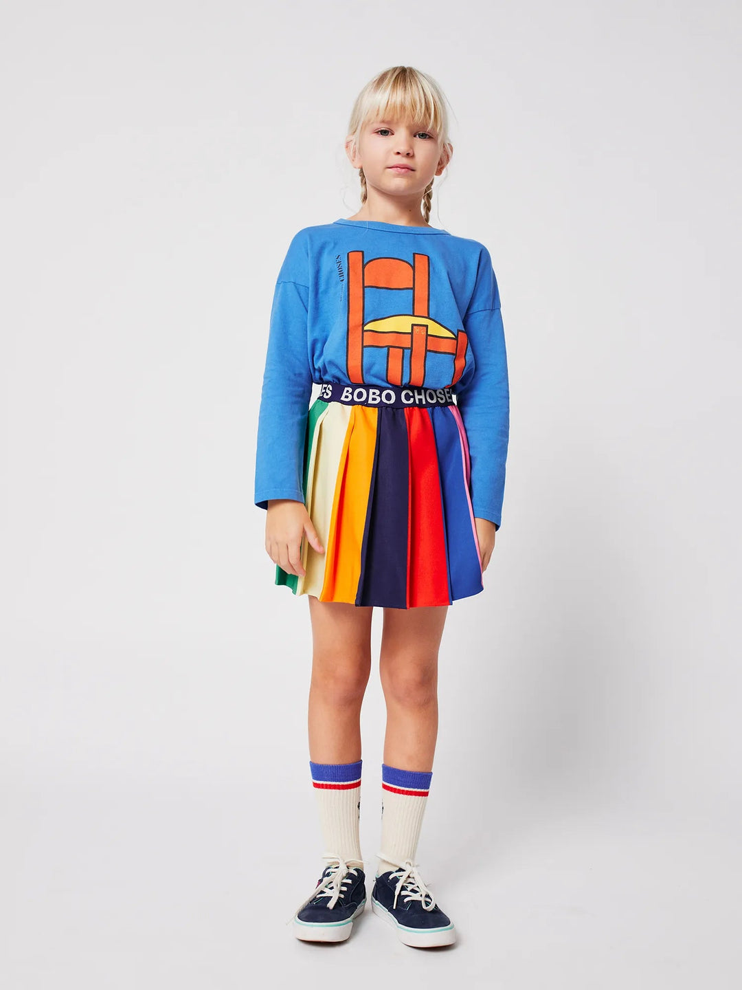 Color Block Pleated Skirt