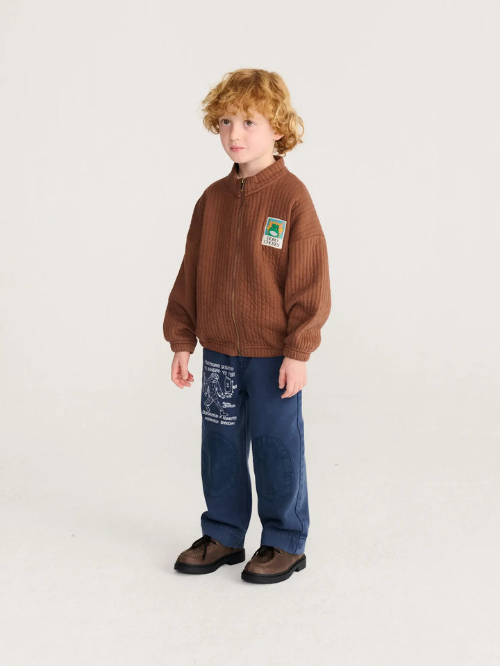 Beast Tag Zipped Quilted Sweatshirt
