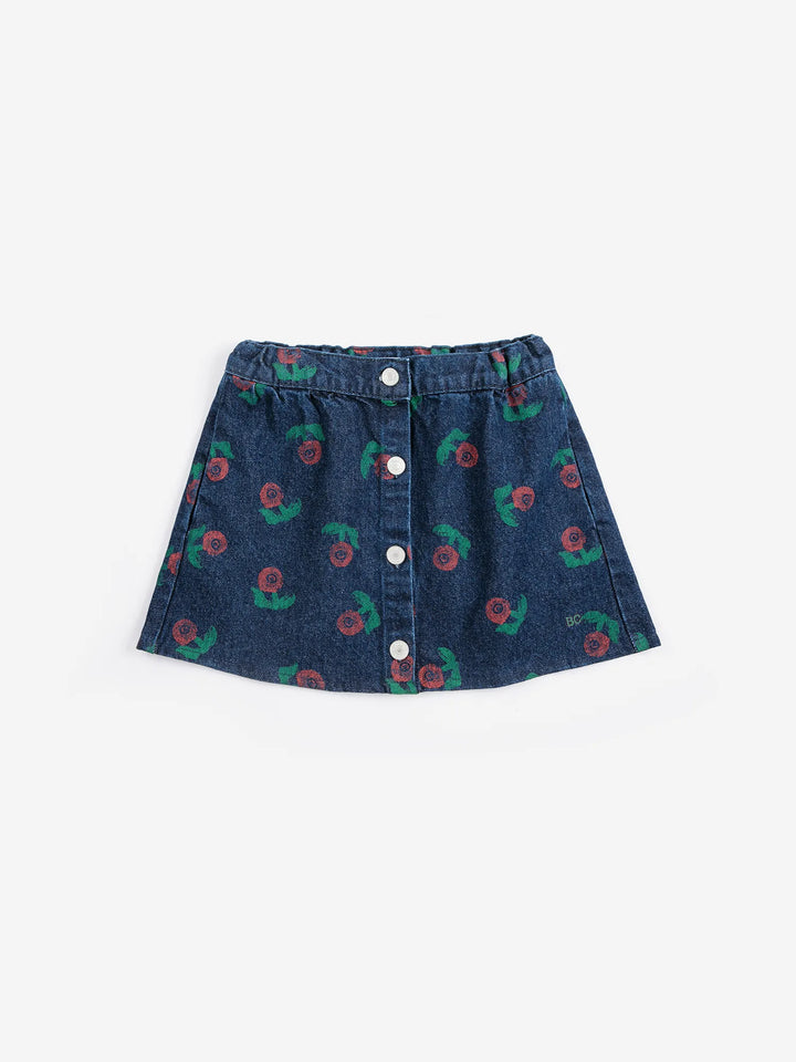 Stamp Bloom Denim Skirt