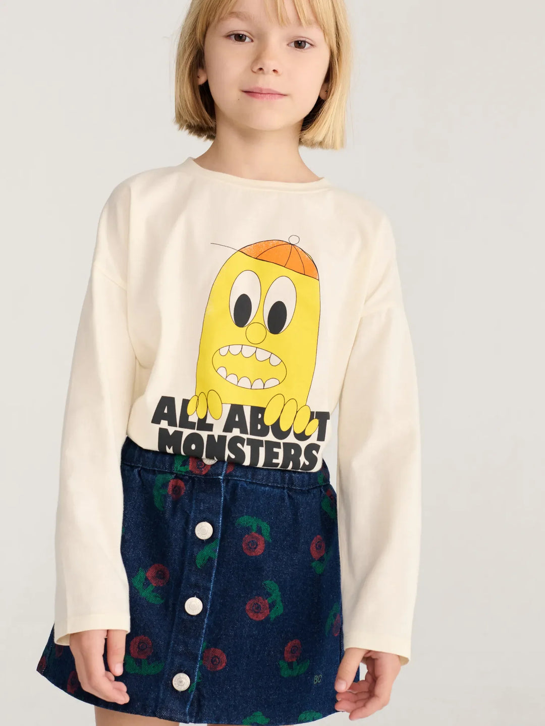 Stamp Bloom Denim Skirt