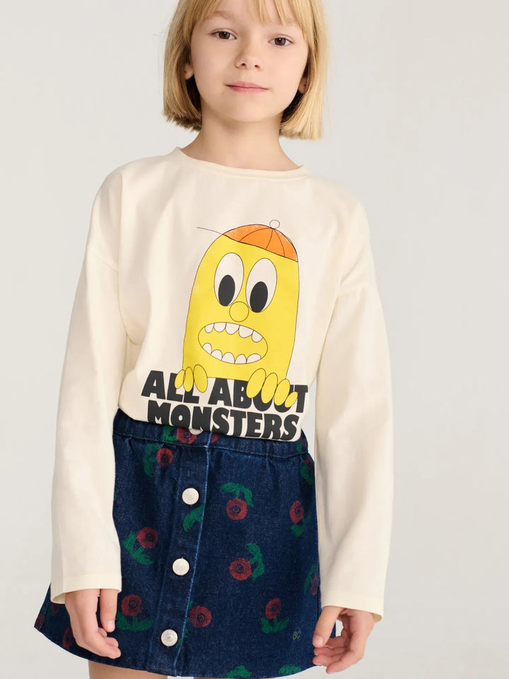 Stamp Bloom Denim Skirt