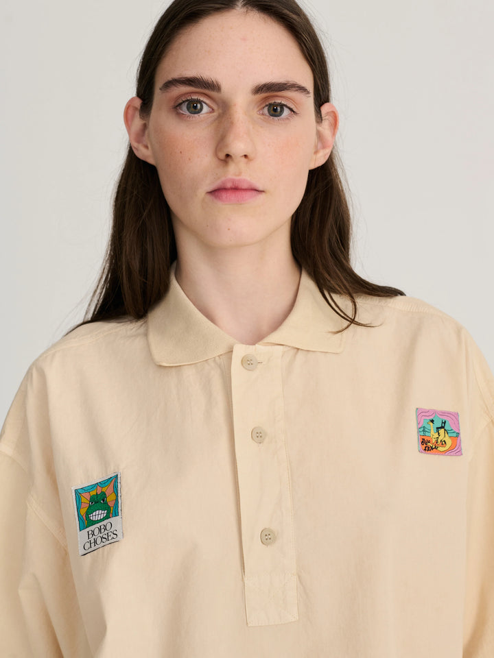 Oversize Poplin Polo Shirt