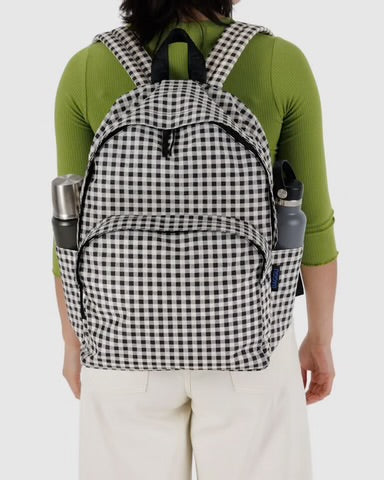 Large Nylon Backpack - Black & White Gingham