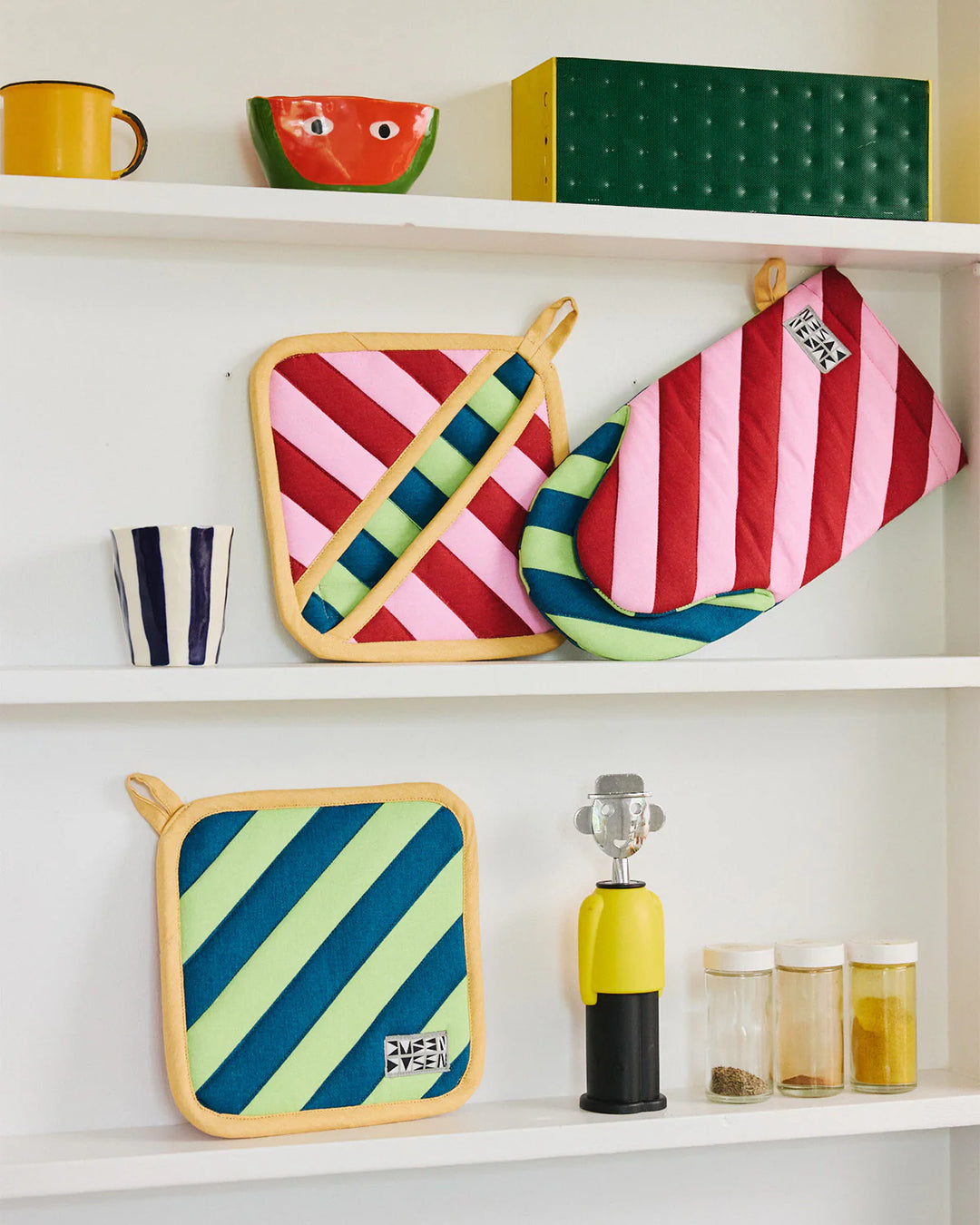 Striped Oven Mitts