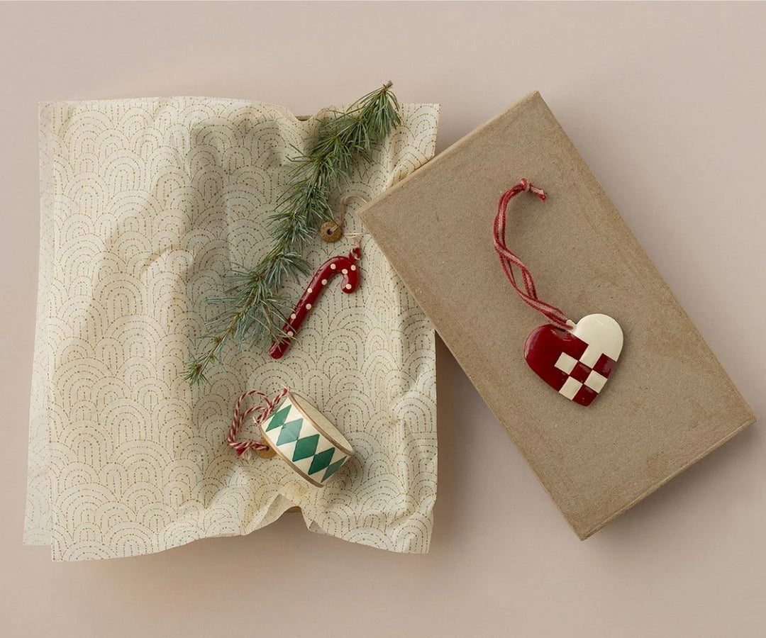 Metal ornament, Heart, Small - Red