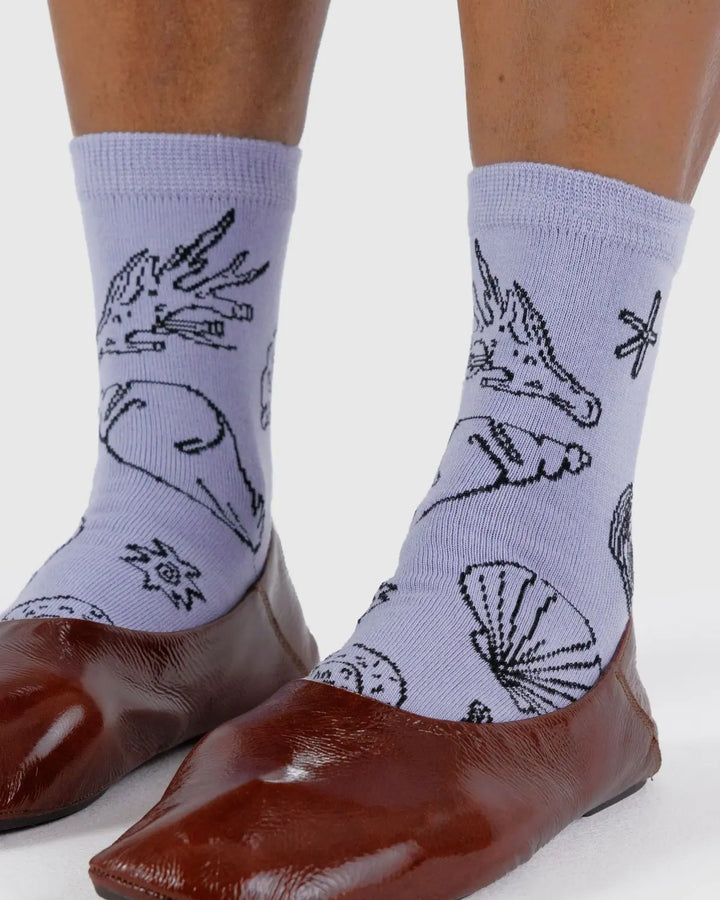 Crew Sock - Shells Light Blue