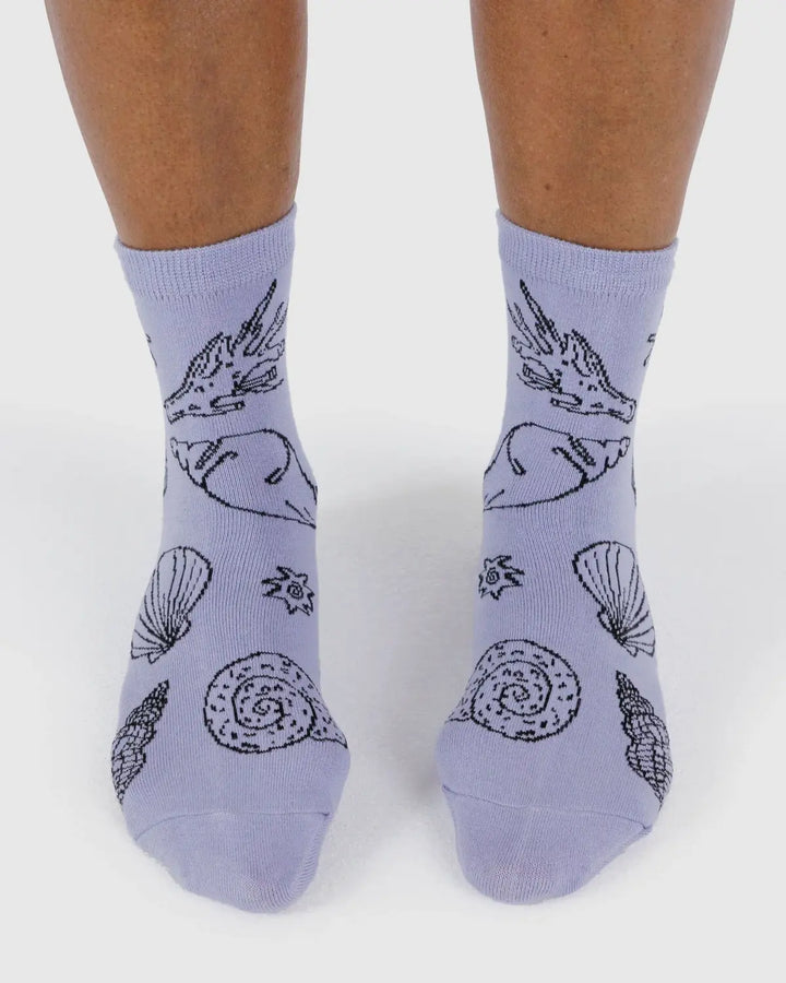 Crew Sock - Shells Light Blue