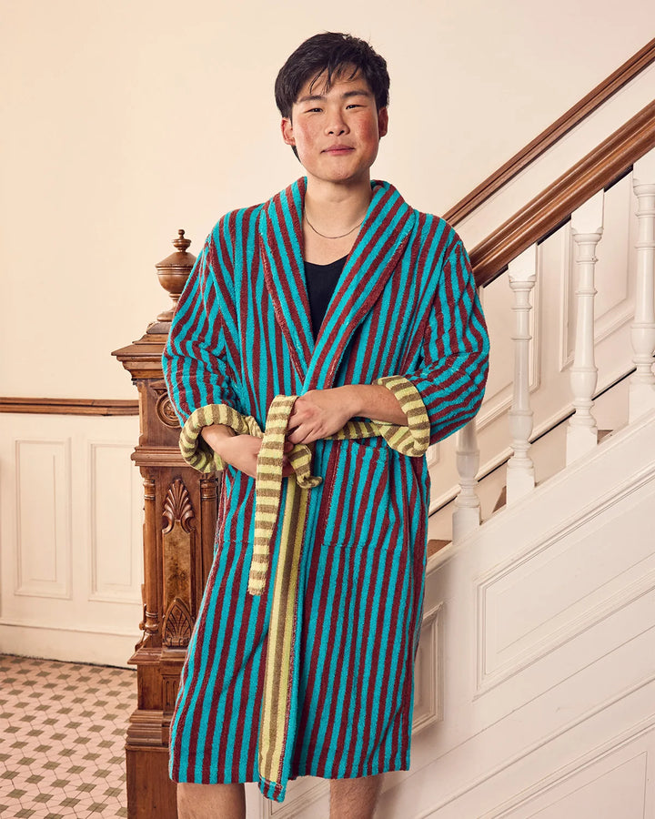 Dragonfly Stripe Terry Bathrobe