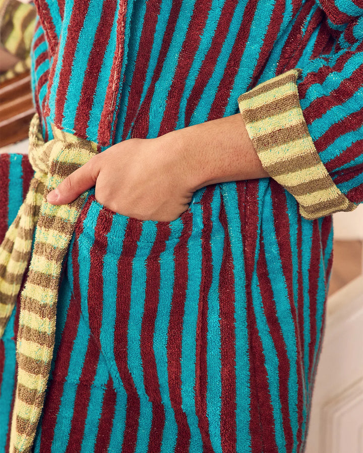 Dragonfly Stripe Terry Bathrobe