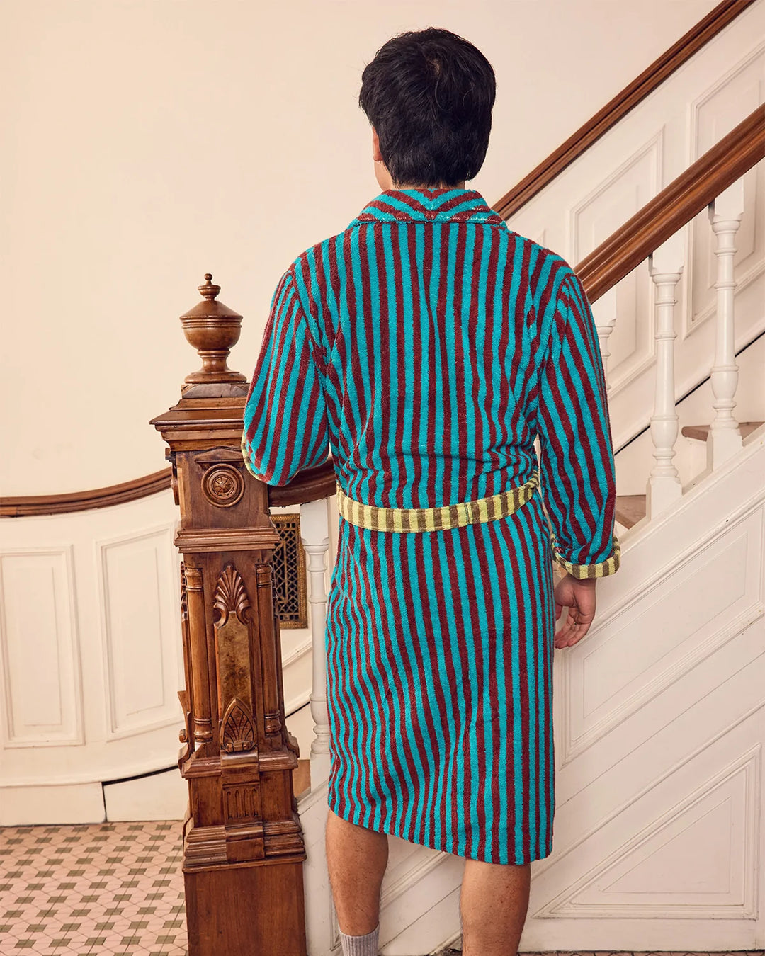 Dragonfly Stripe Terry Bathrobe
