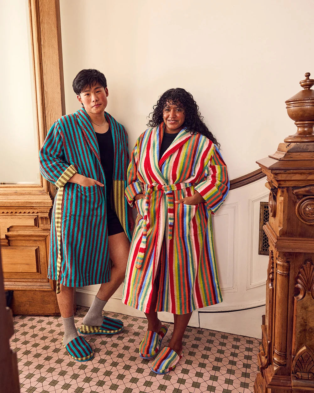 Dragonfly Stripe Terry Bathrobe