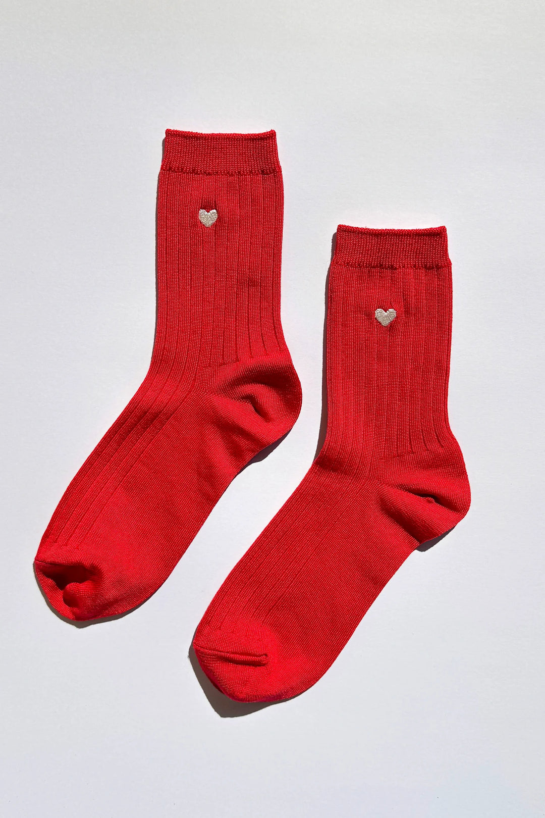 Embroidered Her Socks - Pink Water + Heart