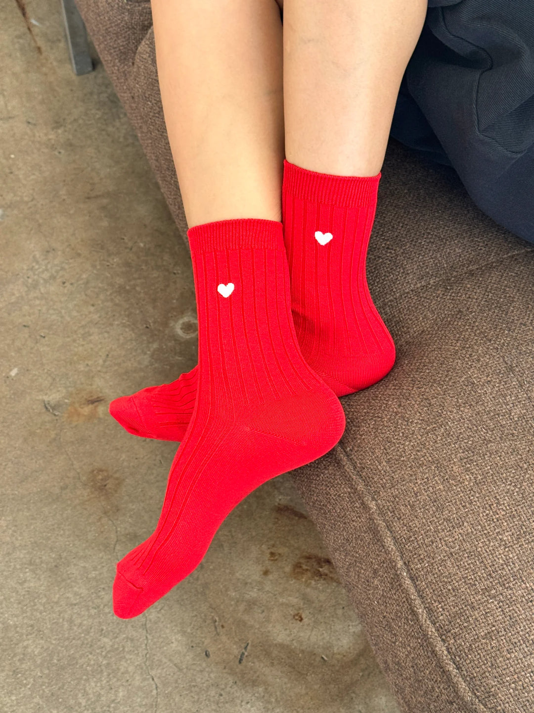 Embroidered Her Socks - Pink Water + Heart