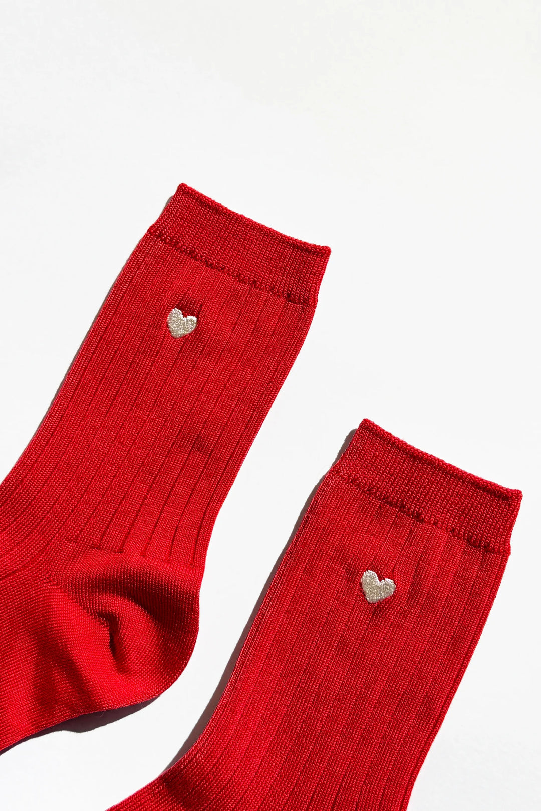 Embroidered Her Socks - Pink Water + Heart
