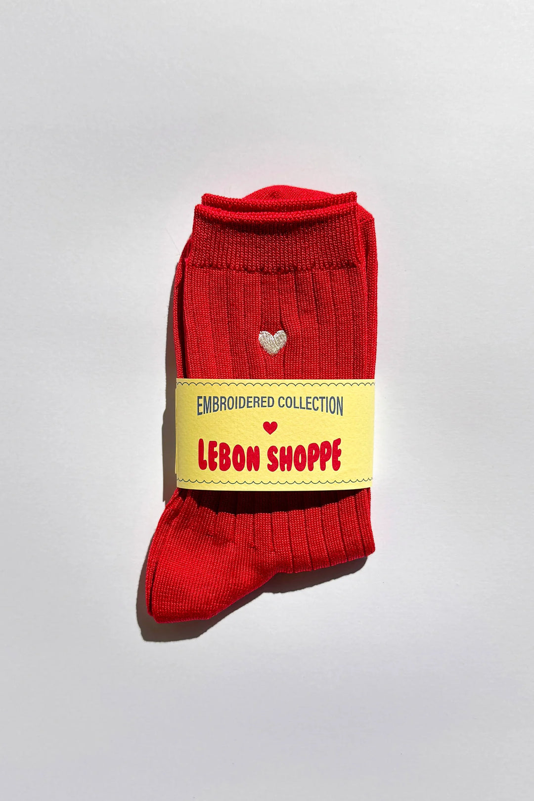 Embroidered Her Socks - Pink Water + Heart