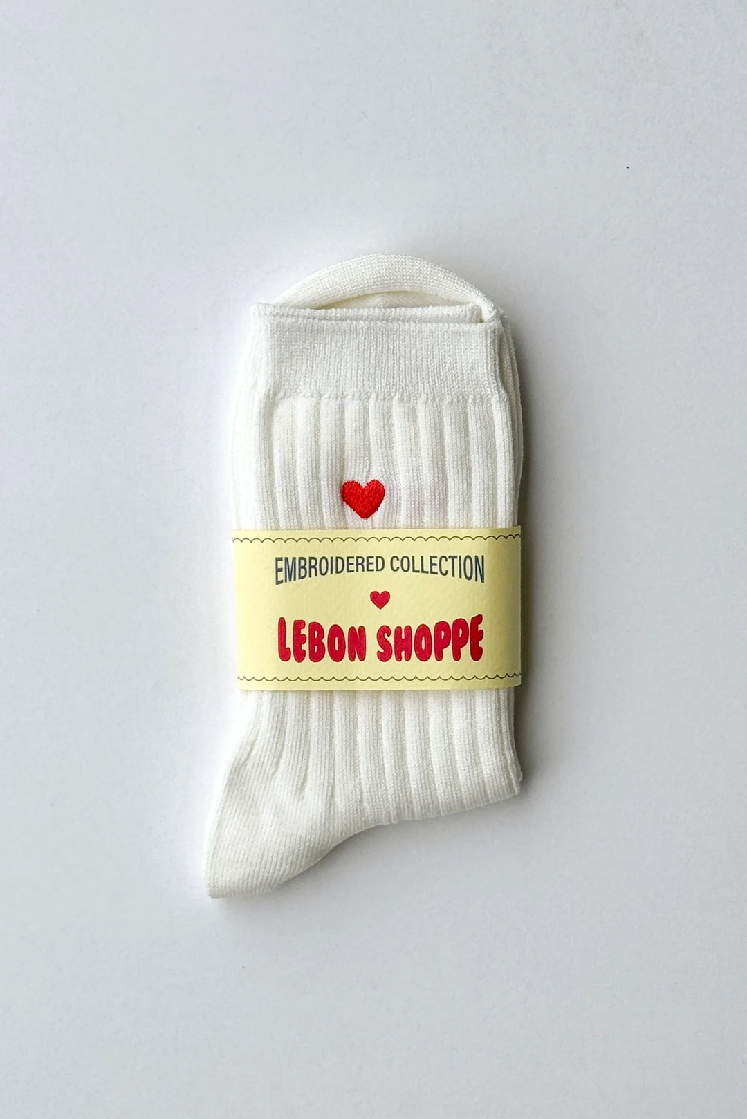 Embroidered Her Socks - Pink Water + Heart