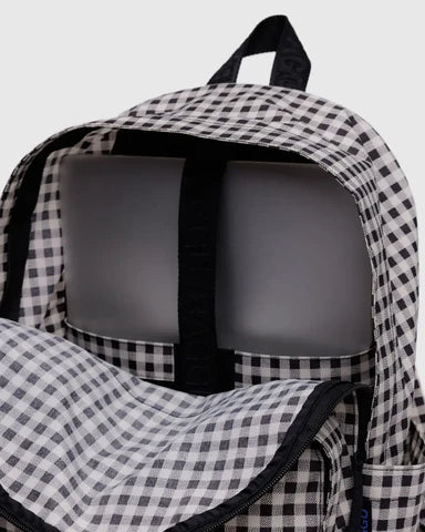 Large Nylon Backpack - Black & White Gingham