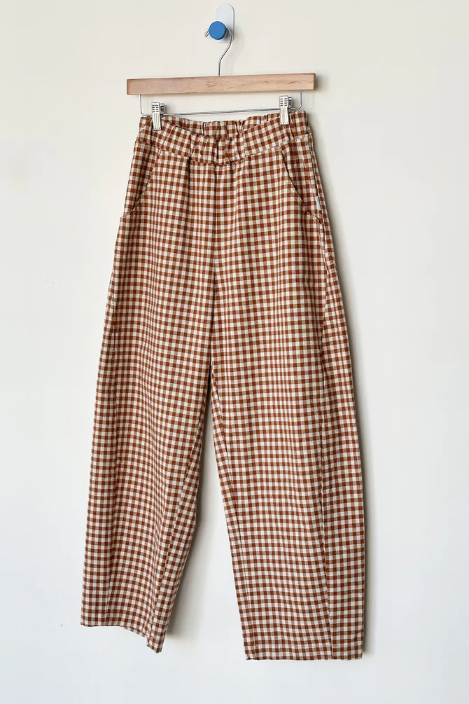Gingham Arc Pants - Cinnamon