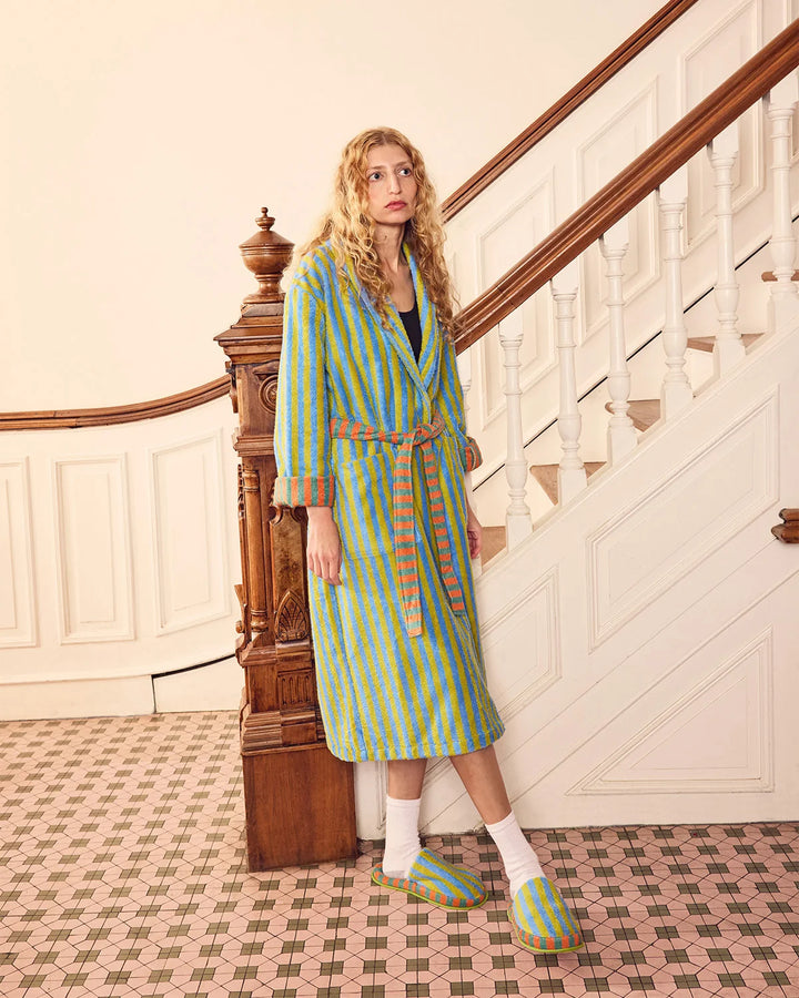 Grasshopper Stripe Terry Bathrobe