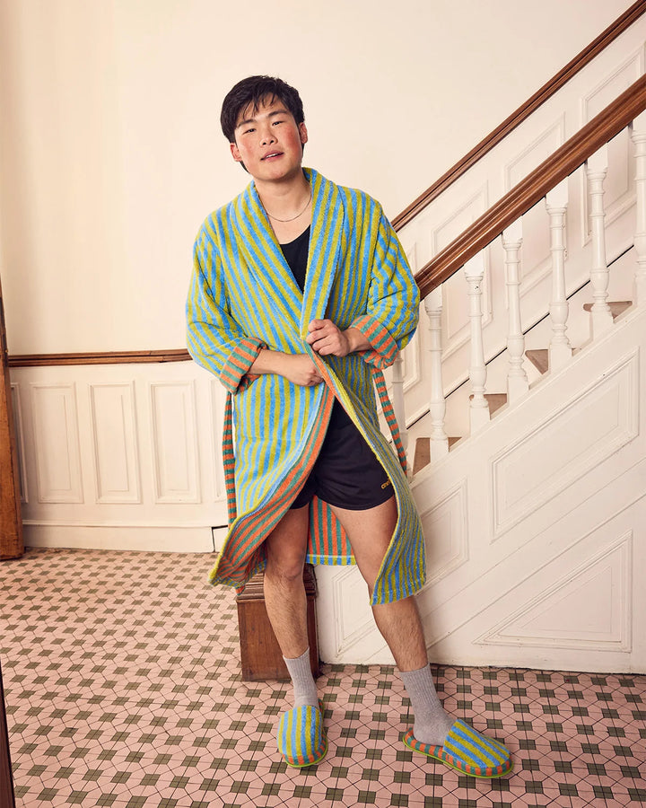 Grasshopper Stripe Terry Bathrobe