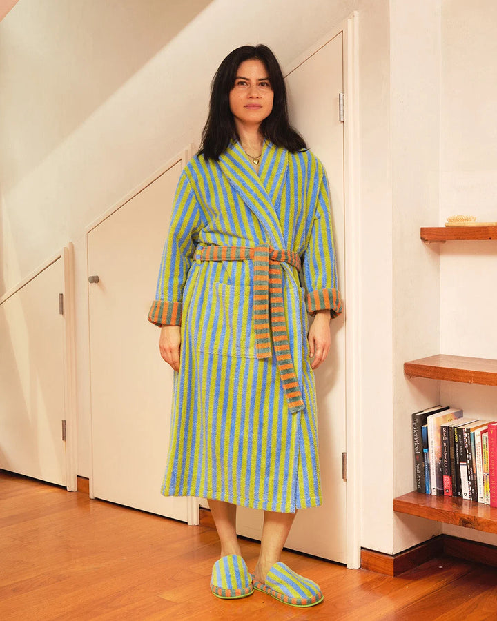 Grasshopper Stripe Terry Bathrobe