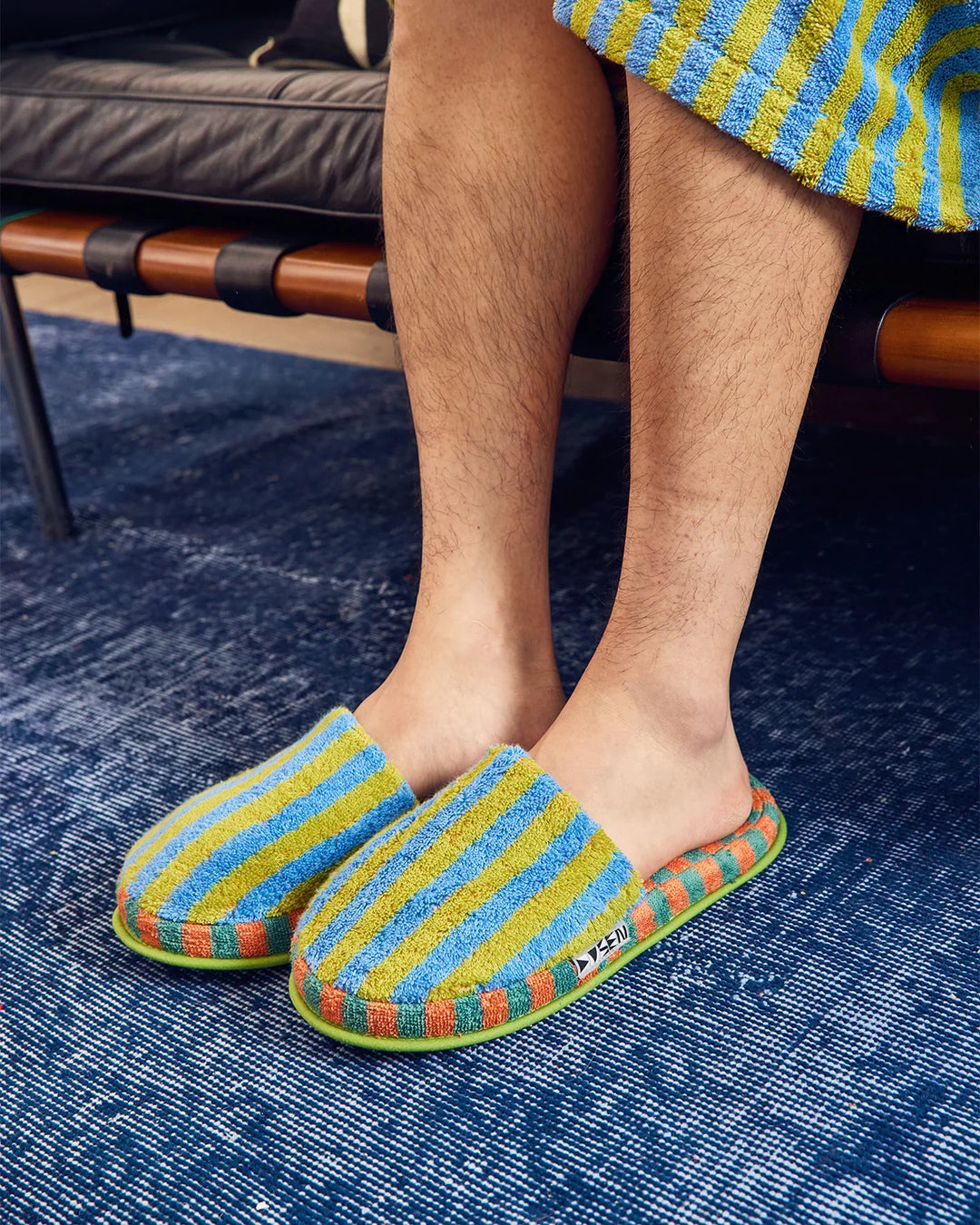 Terry Slippers - Grasshopper Stripe