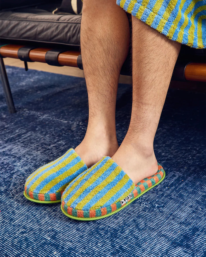 Terry Slippers - Grasshopper Stripe