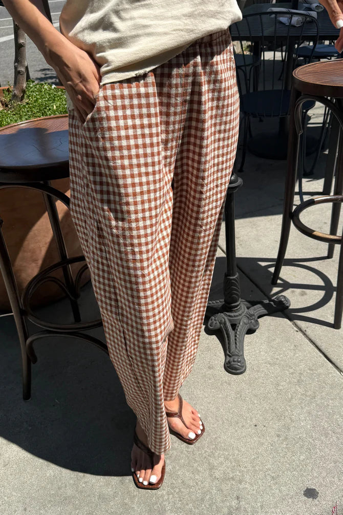 Gingham Arc Pants - Cinnamon