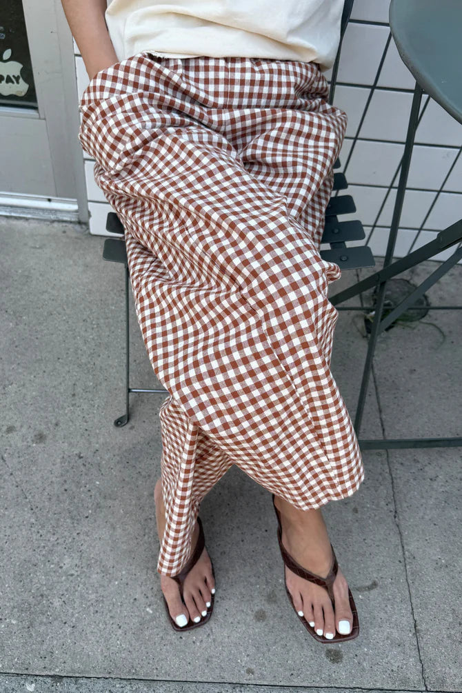 Gingham Arc Pants - Cinnamon