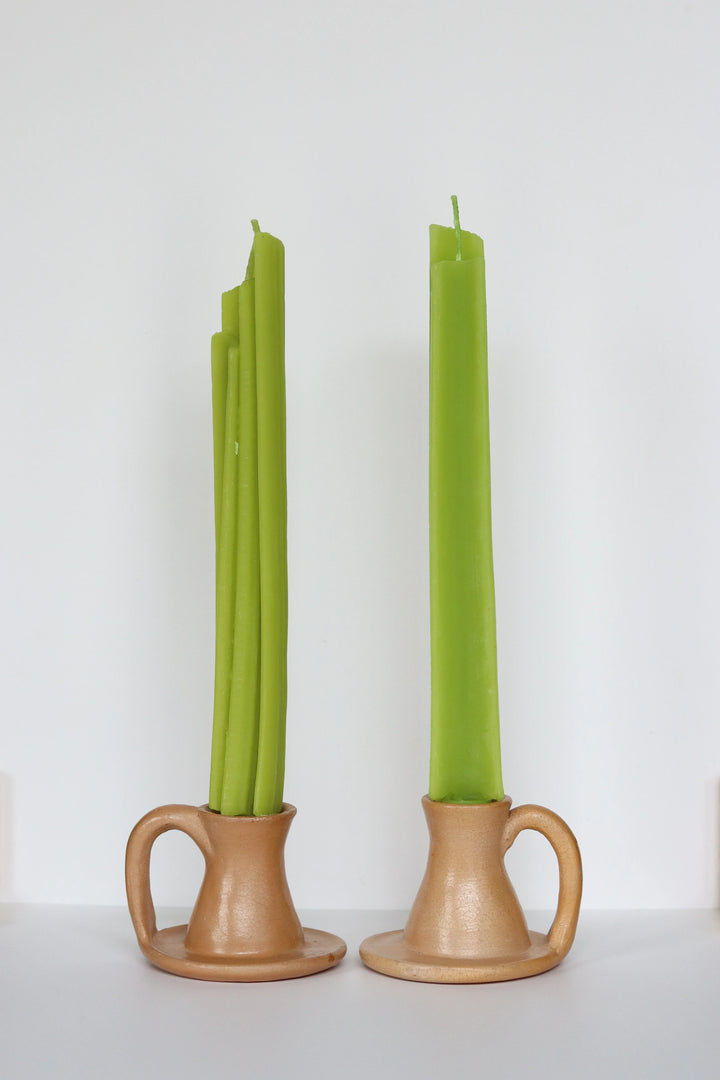 Beeswax Celery Taper Candles - Pair