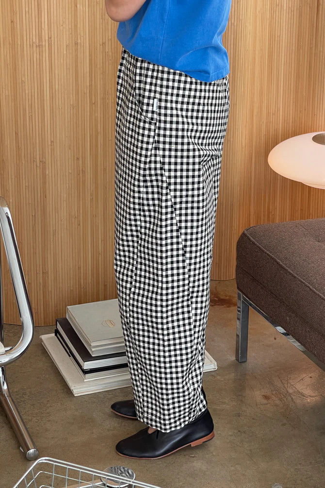 Gingham Arc Pants - Black