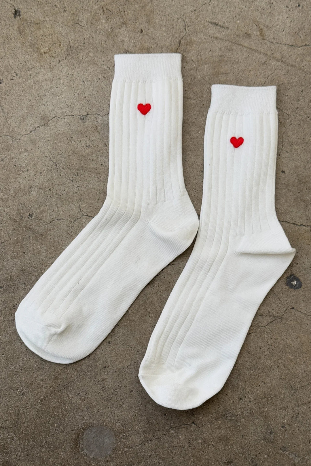 Embroidered Her Socks - Pink Water + Heart