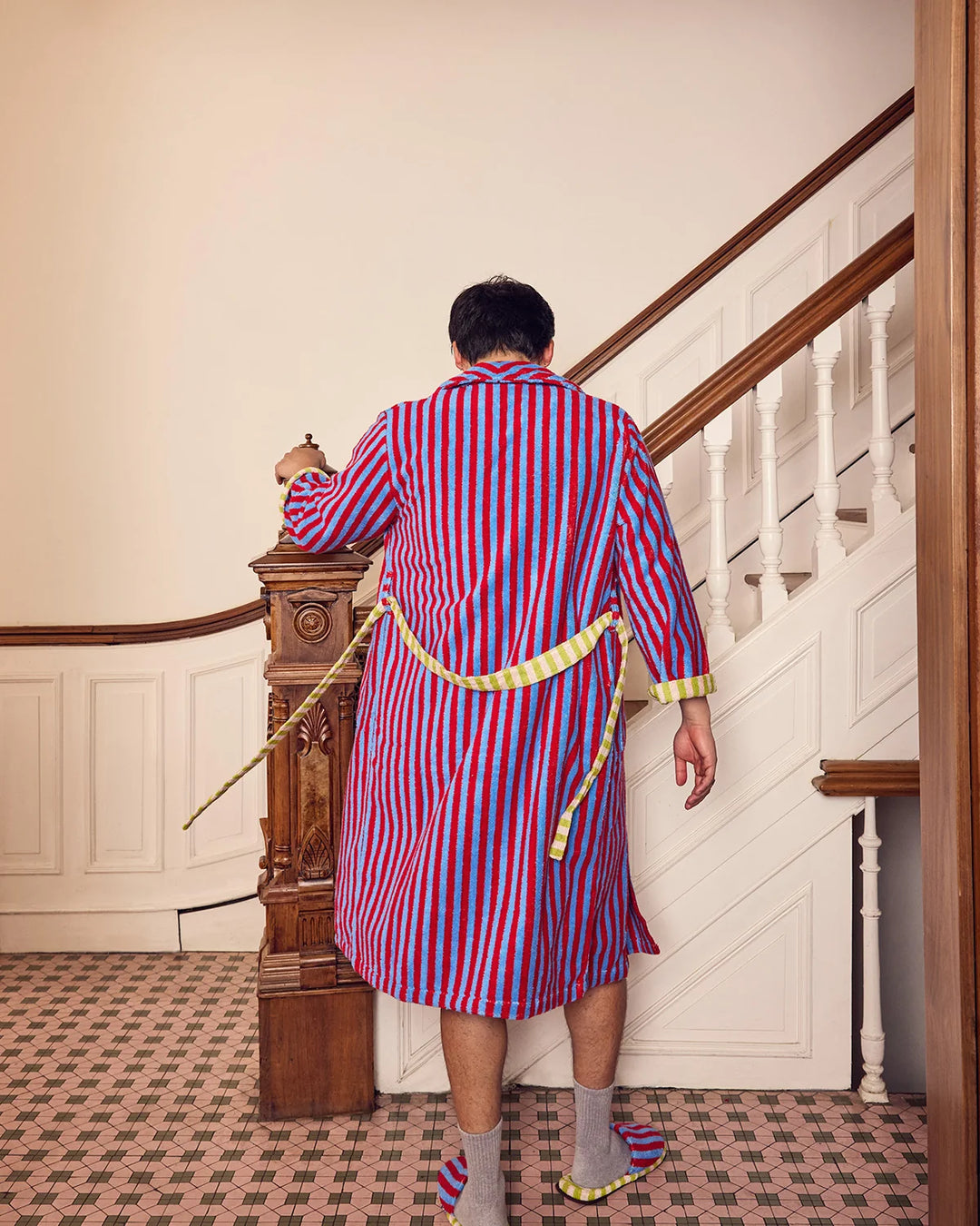 Lanternfly Stripe Terry Bathrobe