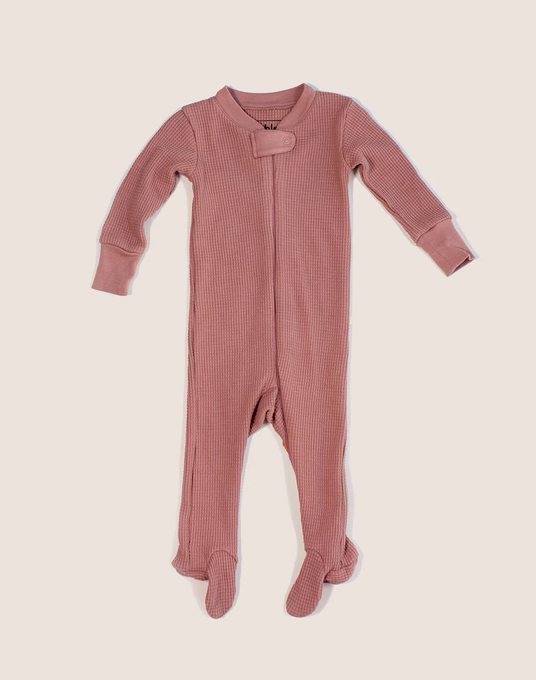 Kids Waffle Footie Sleeper - Dusty Rose