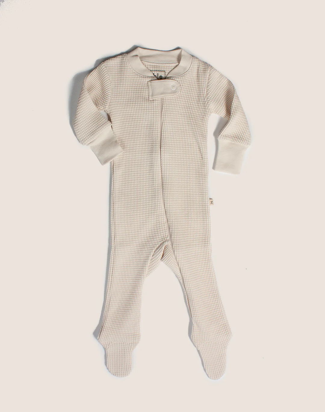 Kids Waffle Footie Sleeper - Oat Milk