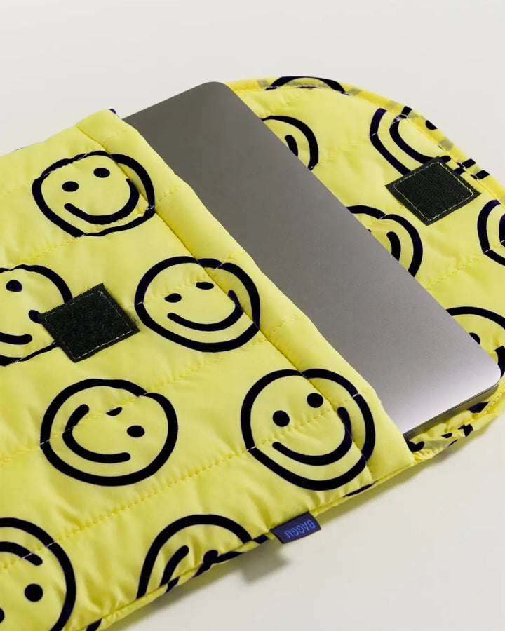 Puffy Laptop Sleeve 16" - Yellow Happy