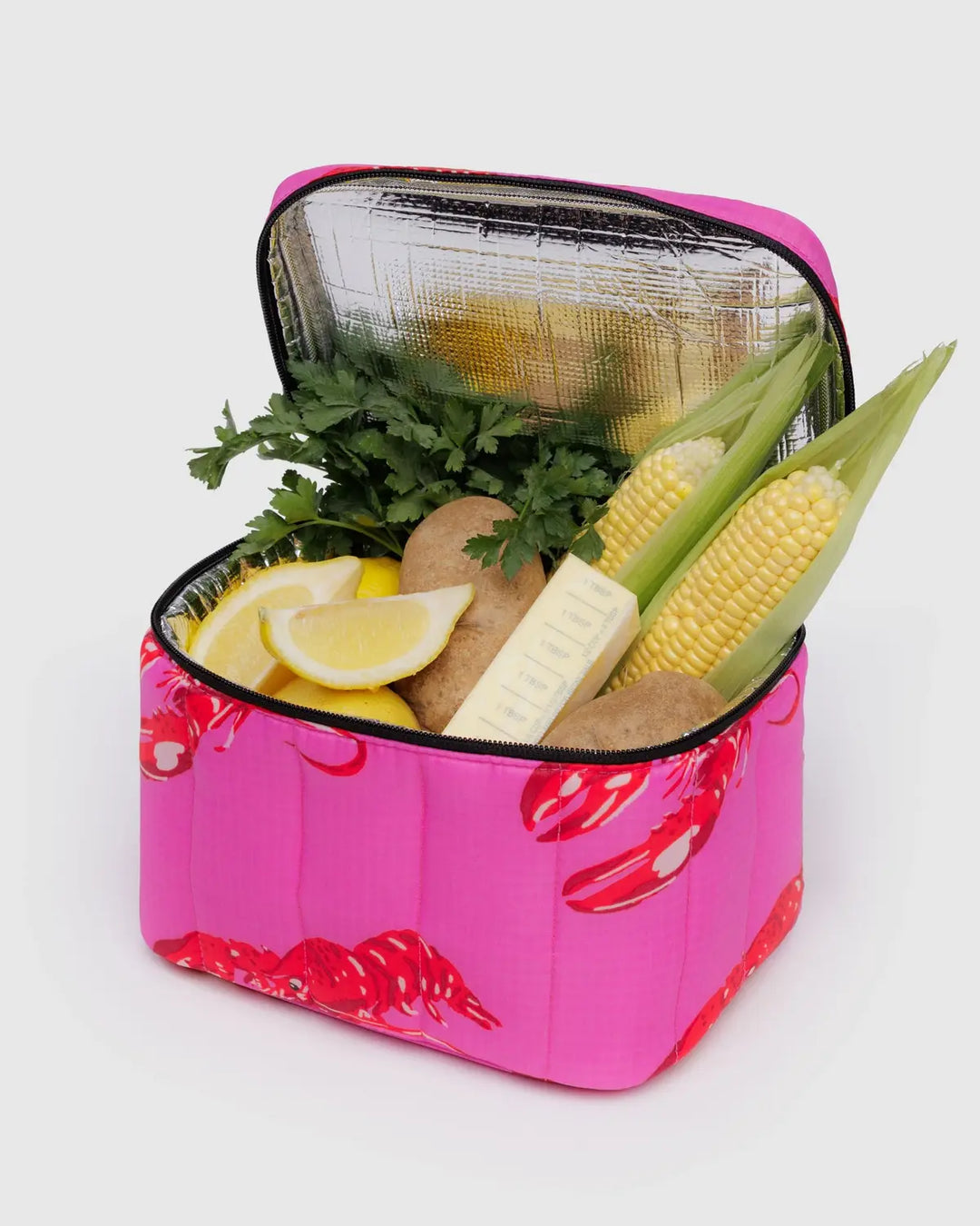 Puffy Lunch Bag - Pink Lobster